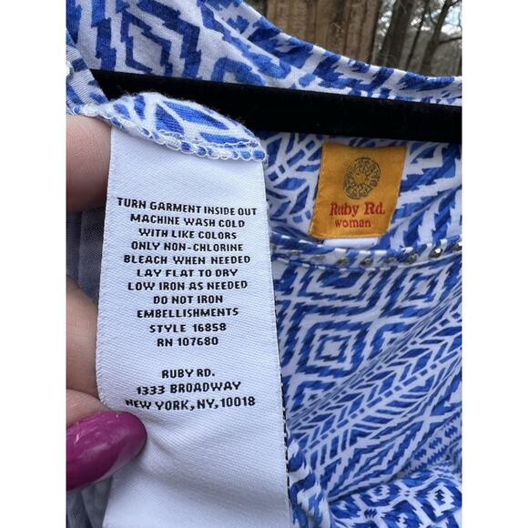 Ruby Rd. Blue/White pullover Tunic - Size 3X - Picture 5 of 10
